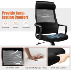 Costway Adjustable Mesh Office Task Chair Heating Lumbar Support Headrest GreyBlack -Baxton Studio Store GUEST adae9327 b5c0 4020 823f 0f2f217d8832