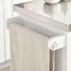 HOMCOM Rolling Kitchen Island On Wheels With Stainless Steel Top, Spice Rack & Drawers, Utility Portable Multi-Storage Cart On Wheels -Baxton Studio Store GUEST ae66dadb 31ea 439e 9822 618db79f39da