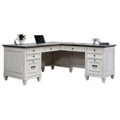 Hartford L Shaped Pedestal Desk White - Martin Furniture
