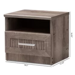 Gallia Modern And Contemporary Oak Finished 1 Drawer Nightstand Brown - Baxton Studio -Baxton Studio Store GUEST b001b592 30a8 4469 8327 9a8a56771a5a
