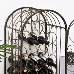 HOMCOM 45 Bottle Wrought Iron Wine Rack Jail With Lock - Antique Bronze -Baxton Studio Store GUEST b03a2298 ca51 48a7 9601 9b2f9bc9d008