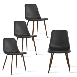 Set Of 4 Bingo Faux Leather Dining Chair Walnut Leg-Maison Boucle‎