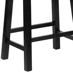 PJ Wood Classic Saddle-Seat 24" Tall Kitchen Counter Stools For Homes, Dining Spaces, And Bars W/Backless Seats, 4 Square Legs, Black (Set Of 8) -Baxton Studio Store GUEST b1c013a7 c737 4cc2 8660 462cd3155cea 1