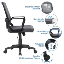 Yaheetech Adjustable Mid-Back Office Chair Computer Chair With Wheels -Baxton Studio Store GUEST b1f69a16 4ad7 4fc8 a9f2 f0edb626ae92