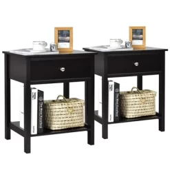 Costway 2PCS 2-Tier Nightstand Modern Side End Table W/ Drawer & Open Shelf -Baxton Studio Store GUEST b21aa046 dd1c 4945 b7aa 251e351370fb
