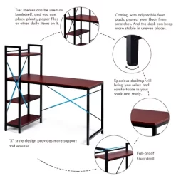 Costway 47.5'' Compact Computer Desk With 4-Tier Storage Bookshelves For Home Office -Baxton Studio Store GUEST b2cda80a 5fd0 461e a2fa 83ff98f41df3