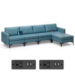 Costway Modular L-shaped Sectional Sofa W/ Reversible Chaise & 4 USB Ports -Baxton Studio Store GUEST b5a6d18b 0098 40d6 a825 dd24d77b0980