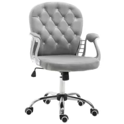 Vinsetto Vanity Middle Back Office Chair Tufted Backrest Swivel Rolling Wheels Task Chair With Height Adjustable Comfortable With Armrests -Baxton Studio Store GUEST b657bdff df96 4824 8e7f 3ab4ff2e490c