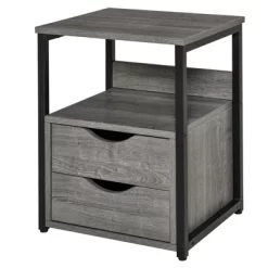 HOMCOM Industrial Side Table, End Table With 2 Storage Drawers Accent Piece -Baxton Studio Store GUEST b6e9d644 1872 4976 811d 022f0258acf8