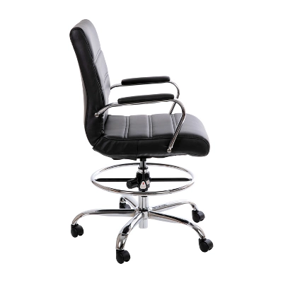 Emma And Oliver Mid-Back LeatherSoft Drafting Chair With Adjustable Foot Ring And Chrome Base 13 Emma And Oliver Mid-Back LeatherSoft Drafting Chair With Adjustable Foot Ring And Chrome Base - Image 11