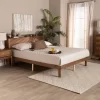 Decker Wood Platform Bed With Charging Station Walnut Brown - Baxton Studio