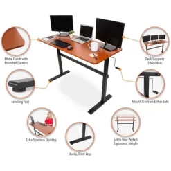 Tranzendesk Standing Desk – 55" Manual Height Adjustable Workstation – Cherry – Stand Steady -Baxton Studio Store GUEST b963ae4e a5d1 4f7a b557 26ea7ef48cf4