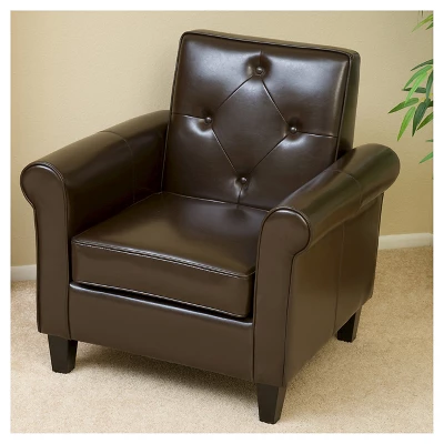 Isaac Tufted Brown Leather Club Chair -Chocolate Brown - Christopher Knight Home 5 Isaac Tufted Brown Leather Club Chair -Chocolate Brown - Christopher Knight Home - Image 3