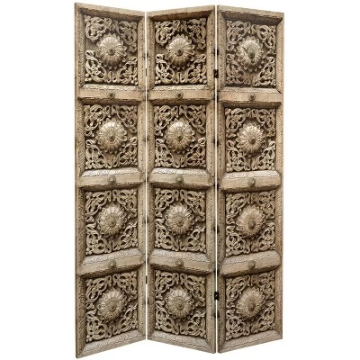 6" Double Sided Stone Doorway Canvas Room Divider Gray - Oriental Furniture 4 6" Double Sided Stone Doorway Canvas Room Divider Gray - Oriental Furniture - Image 2
