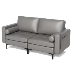 Costway Modern Loveseat 2-Seat Sofa Couch With 2 Bolsters Side Storage Pocket Grey/Red -Baxton Studio Store GUEST b9df5e75 f81f 4fb4 b6c2 b1e51611886f