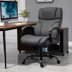 Vinsetto 500lbs Big And Tall Office Chair With Wide Seat, Ergonomic Executive Computer Chair With Adjustable Height, Swivel Wheels And Linen Finish