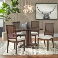 Set Of 2 Westbury Cane Style Back Dining Chairs Walnut/Cream - Buylateral -Baxton Studio Store GUEST ba9aa5a0 e038 4234 8f5c 213260001b73