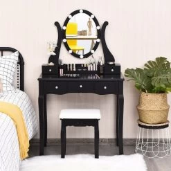 Costway Vanity Table Set W/10 Light Bulbs And Touch Switch Makeup Dressing Table -Baxton Studio Store GUEST bac6a254 a8ed 4ef7 bb8a e5b2f77f6166