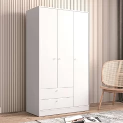 Denmark 3 Door And 2 Drawer Wardrobe White - Polifurniture 11 Denmark 3 Door And 2 Drawer Wardrobe White - Polifurniture -Baxton Studio Store GUEST bacd73d8 9108 48a6 aa53 1d0b07827468