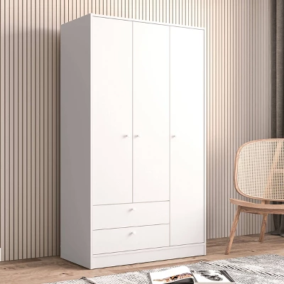 Denmark 3 Door And 2 Drawer Wardrobe White - Polifurniture 7 Denmark 3 Door And 2 Drawer Wardrobe White - Polifurniture - Image 5