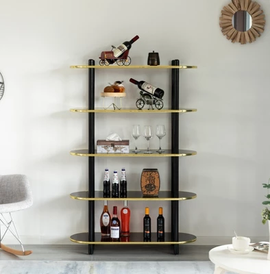 Fabulaxe 5 Tier Open Bookshelf, Contemporary Classic Modern Style Free Standing Display Rack Unit For Collections,59" Height Etagere Bookcase 4 Fabulaxe 5 Tier Open Bookshelf, Contemporary Classic Modern Style Free Standing Display Rack Unit For Collections,59" Height Etagere Bookcase - Image 2