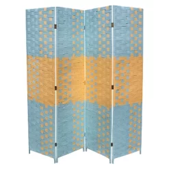 4 Panel Paper Straw Weave Screen On 2" Legs - Ore International -Baxton Studio Store GUEST bf01f752 772f 4ef1 9c64 9281ebbf1f79