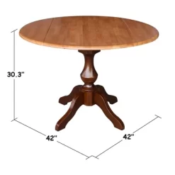 30.3" Gracelyn Round Dual Drop Leaf Pedestal Extendable Dining Table Cinnamon/Espresso - International Concepts -Baxton Studio Store GUEST bf54f1d2 e109 4e14 ab46 01e3d0ecfaf3