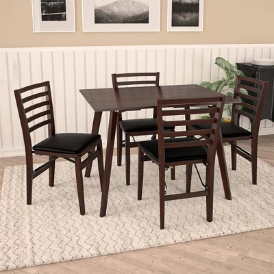 Cosco 48"x30" Wood Drop Leaf Dining & Console Table Dark Mahogany 4 Cosco 48"x30" Wood Drop Leaf Dining & Console Table Dark Mahogany - Image 2