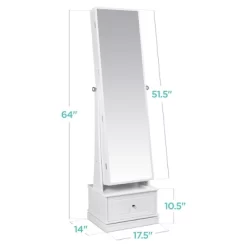 Best Choice Products 360 Swivel Standing Mirrored Jewelry Cabinet, LED-Lit Makeup Organizer W/ Mirror - White -Baxton Studio Store GUEST bfb5e473 a483 4ec3 a1fa aec0ddfb6dc2