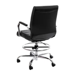 Emma And Oliver Mid-Back LeatherSoft Drafting Chair With Adjustable Foot Ring And Chrome Base 24 Emma And Oliver Mid-Back LeatherSoft Drafting Chair With Adjustable Foot Ring And Chrome Base -Baxton Studio Store GUEST c220e05a 1a09 4e6b b0af 33a6394400fe