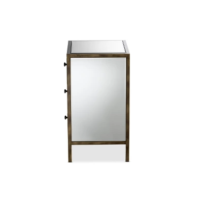 Baxton Studio Nouria Mirrored 3 Drawer Nightstand Bedside Table Silver - BaxtonStudio 3 Baxton Studio Nouria Mirrored 3 Drawer Nightstand Bedside Table Silver - BaxtonStudio