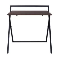 22" Folding Wooden Home Office Computer Desk With Metal Base Natural/Black - Teamson Home