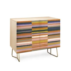 Gigi Rosado Brown Striped Pattern Credenza - Deny Designs