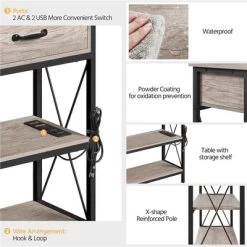 Yaheetech 3 Tier Console Table Sofa Table With Power Outlet, Gray -Baxton Studio Store GUEST c4a0b007 1b53 4798 a98d 7a567dd72384