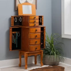 Marie Jewelry Armoire Oak - Powell Company -Baxton Studio Store GUEST c532f5ae e7e5 4ed1 a9ca 97ab2914befb