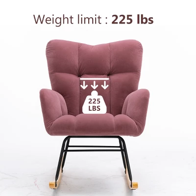 Epping Nursery Rocking Chair,Velvet Upholstered Glider Rocker Rocking Accent Chair,Wingback Rocking Chairs-Maison Boucle 4 Epping Nursery Rocking Chair,Velvet Upholstered Glider Rocker Rocking Accent Chair,Wingback Rocking Chairs-Maison Boucle - Image 2