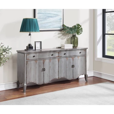 Jaime Rustic 4 Door 2 Drawer Storage Credenza/Sideboard Burnished Gray - Treasure Trove 6 Jaime Rustic 4 Door 2 Drawer Storage Credenza/Sideboard Burnished Gray - Treasure Trove - Image 4