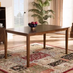 Eveline Rectangular Wood Dining Table Walnut Brown - Baxton Studio -Baxton Studio Store GUEST c5e1d4a4 6f77 4057 862e b815c252f504
