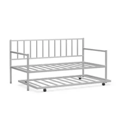 Costway Twin Metal Daybed With Roll Out Trundle Heavy Duty Frame Sofa Bed Set -Baxton Studio Store GUEST c6180911 82dc 460a 901e 8d9888c1c5df