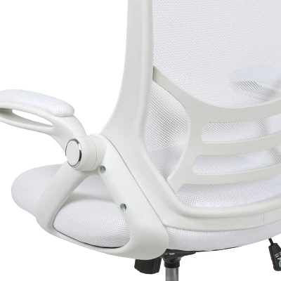 Emma And Oliver High Back White Mesh Ergonomic Office Chair With White Frame And Flip-up Arms 9 Emma And Oliver High Back White Mesh Ergonomic Office Chair With White Frame And Flip-up Arms - Image 7