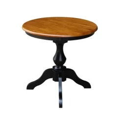 30" Lucy Round Top Pedestal Table Dining Height Black/Cherry - International Concepts