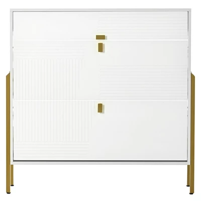 39" Modern Freestanding Shoe Cabinet With 2 Flap Drawers And 1 Slide Drawer - ModernLuxe 6 39" Modern Freestanding Shoe Cabinet With 2 Flap Drawers And 1 Slide Drawer - ModernLuxe - Image 4