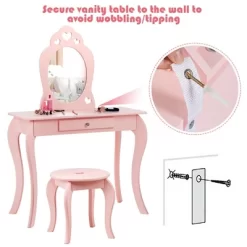 Costway Kids Vanity Set Princess Makeup Dressing Play Table Set W/Mirror -Baxton Studio Store GUEST c74694e3 0b34 4c3a a3d0 aa54bc8055b3