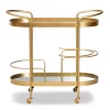 Kamal Glam Brushed Metal And Mirrored Glass 2 Tier Mobile Wine Bar Cart Gold - Baxton Studio 2 Kamal Glam Brushed Metal And Mirrored Glass 2 Tier Mobile Wine Bar Cart Gold - Baxton Studio -Baxton Studio Store GUEST c7c3b4f4 208a 4995 8356 32fcf20ea17d