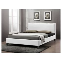 Queen Battersby Modern Bed With Upholstered Headboard White - Baxton Studio
