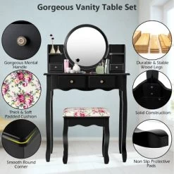 Costway Makeup Vanity Table Drawers Oval Dressing Table Kids Gift -Baxton Studio Store GUEST ca259dfa 710c 4d46 bcea 45d6b93d2e4e