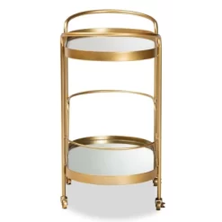 Kamal Glam Brushed Metal And Mirrored Glass 2 Tier Mobile Wine Bar Cart Gold - Baxton Studio -Baxton Studio Store GUEST cb749e23 0f6a 4202 835f d6c859fca1fd
