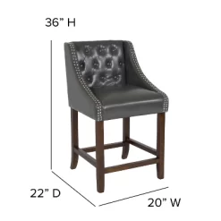 Flash Furniture Carmel Series 24" High Transitional Tufted Walnut Counter Height Stool With Accent Nail Trim -Baxton Studio Store GUEST cc51877d 9187 4bee 85d0 76309f0a418e