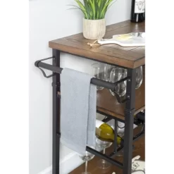 Austin Wine Cart Brown/Black - Linon -Baxton Studio Store GUEST ccbe217a a709 4ddc b513 e8a1f77b248e