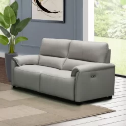 Lily Leather Power Recliner Sofa Loveseat With Power Headrests Gray - Abbyson Living